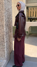 Burgundy leather