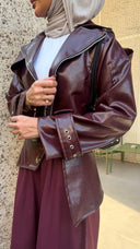 Burgundy leather
