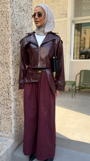 Burgundy leather