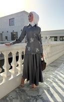 Floral metallic gray set