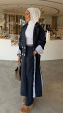 Navy Stripe Trench set