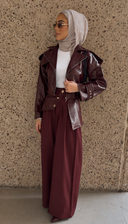Burgundy leather